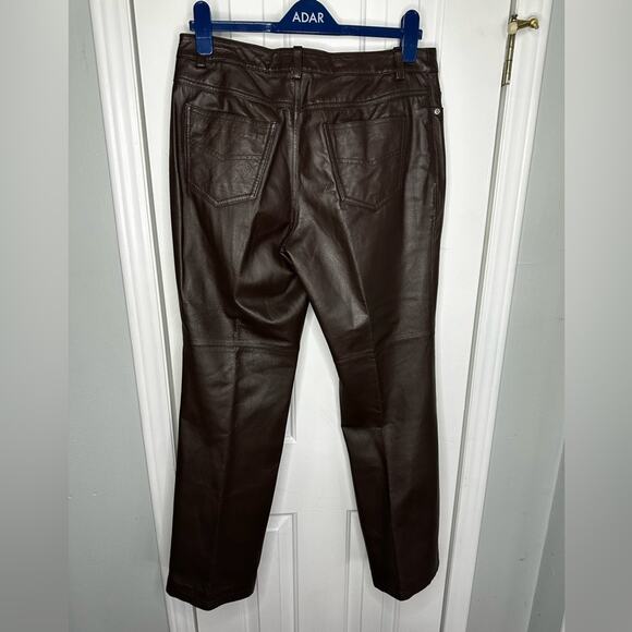 Newport News Brown Leather Lined Pants trousers size 8 30 x 30” - Picture 3 of 12